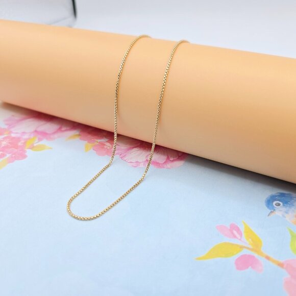 "Minimal Rose Gold Box Chain Necklace for Women, 19.7 Inch Length, XPNL0089 - Picture 6 of 12